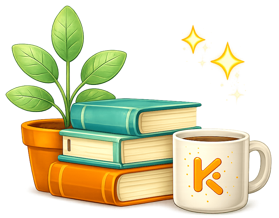Books, plant and Kuable mug